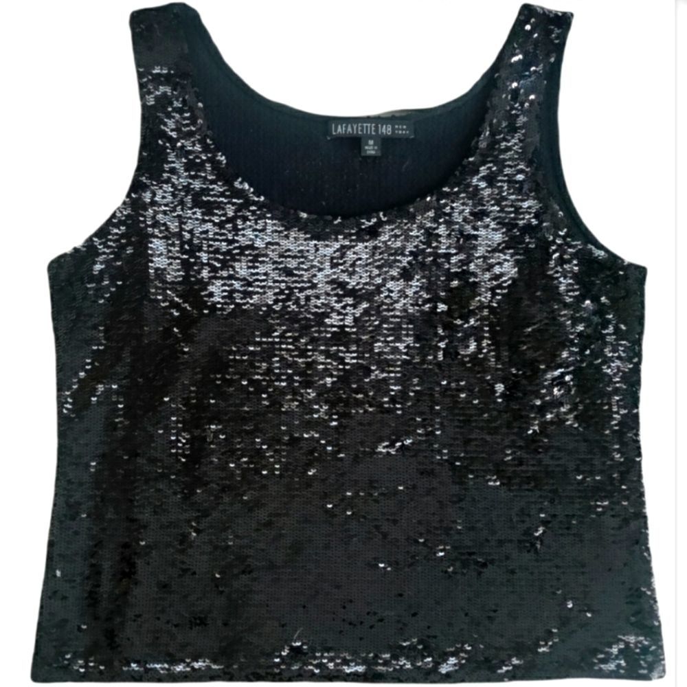 LAFAYETTE 148 New York Black Sequin Tank Top